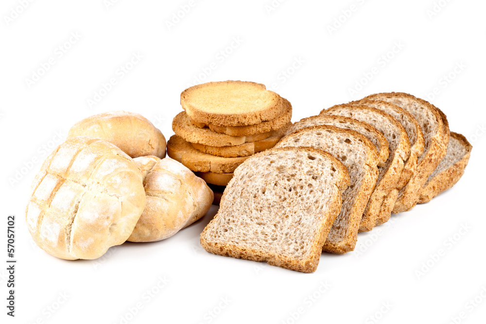 fresh buns, crackers and sliced bread