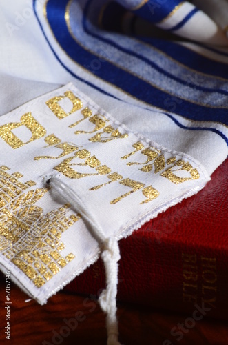 Bible with Isreal Prayer Shawl photo