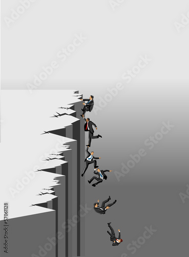 Business people trying to get out of abyss