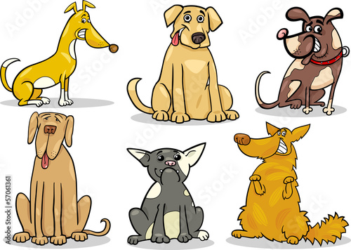 cute dogs set cartoon illustration