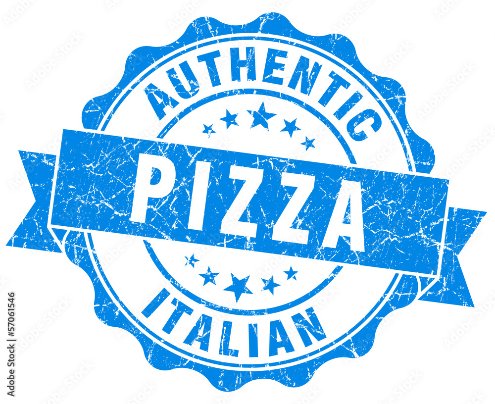 Fototapeta premium authentic italian pizza blue grunge stamp