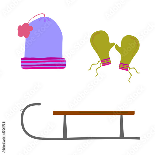 winter equipment color vector illustration