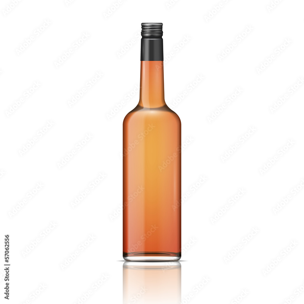 Glass whiskey bottle with screw cap. Glass whiskey bottle with screw cap.