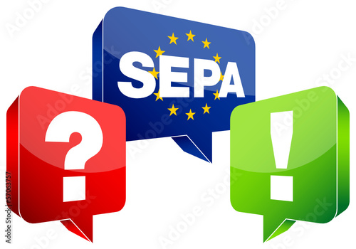 Speechbubbles "SEPA/Question & Answer" Blue/Red/Green