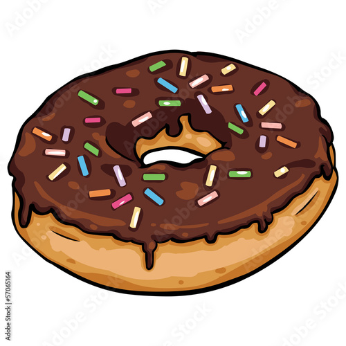 vector cartoon donut with chocolate icing