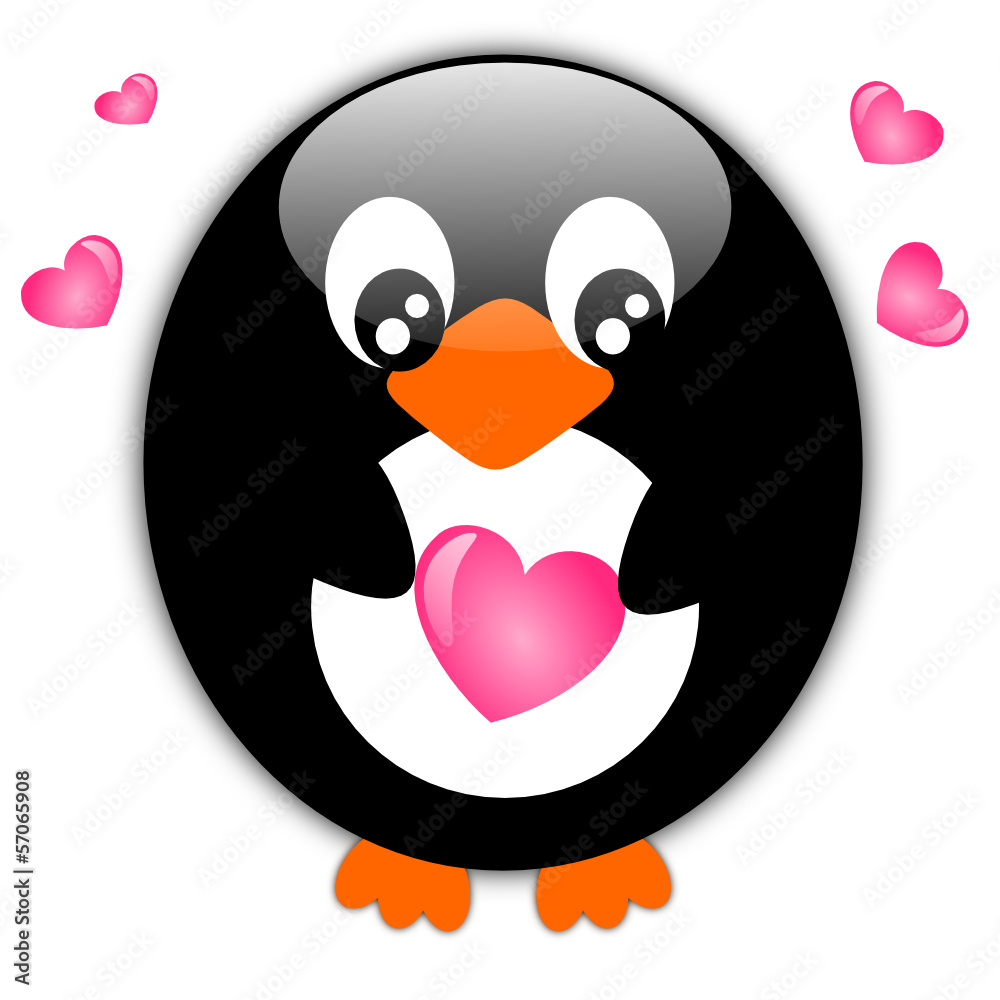 Cute penguin with hearts