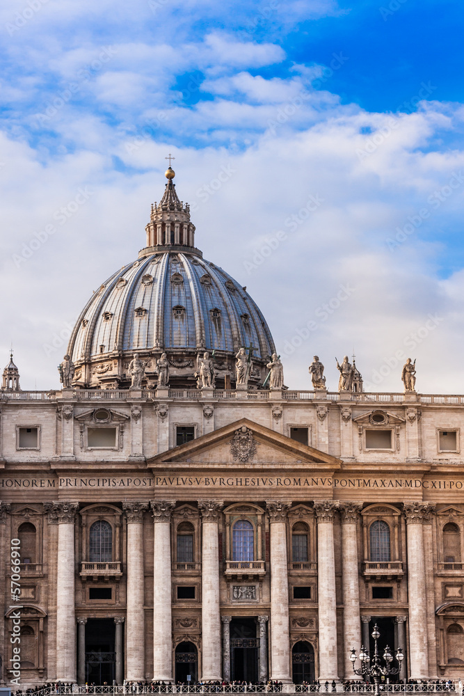 St. Peter's Basilica in Vatican City in Rome, Italy.