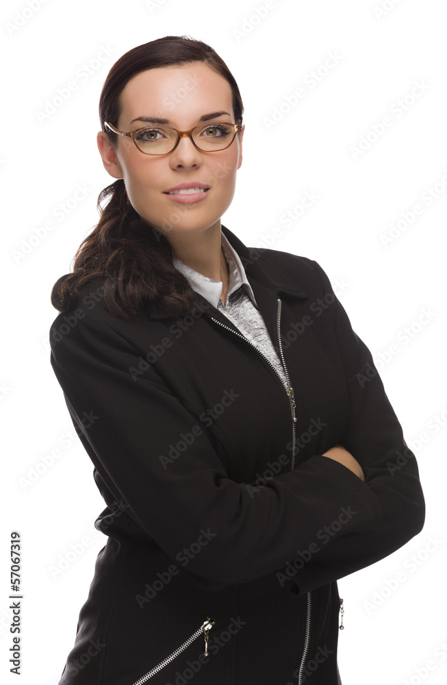 Confident Mixed Race Businesswoman Isolated on White Confident Mixed Race Businesswoman Isolated on White