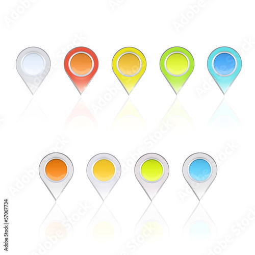 Colorful pointer over white background