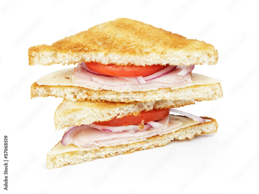 toasted sandwich with ham, cheese and vegetables toasted sandwich with ham, cheese and vegetables