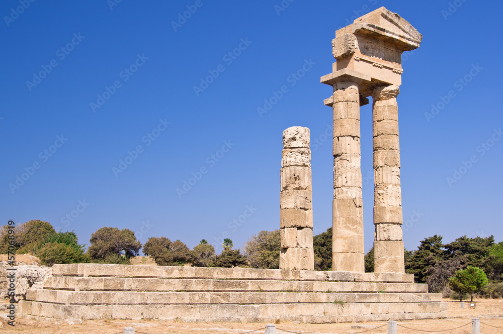 Ruins of acropolis of Rhodes city, Rhodes island, Greece