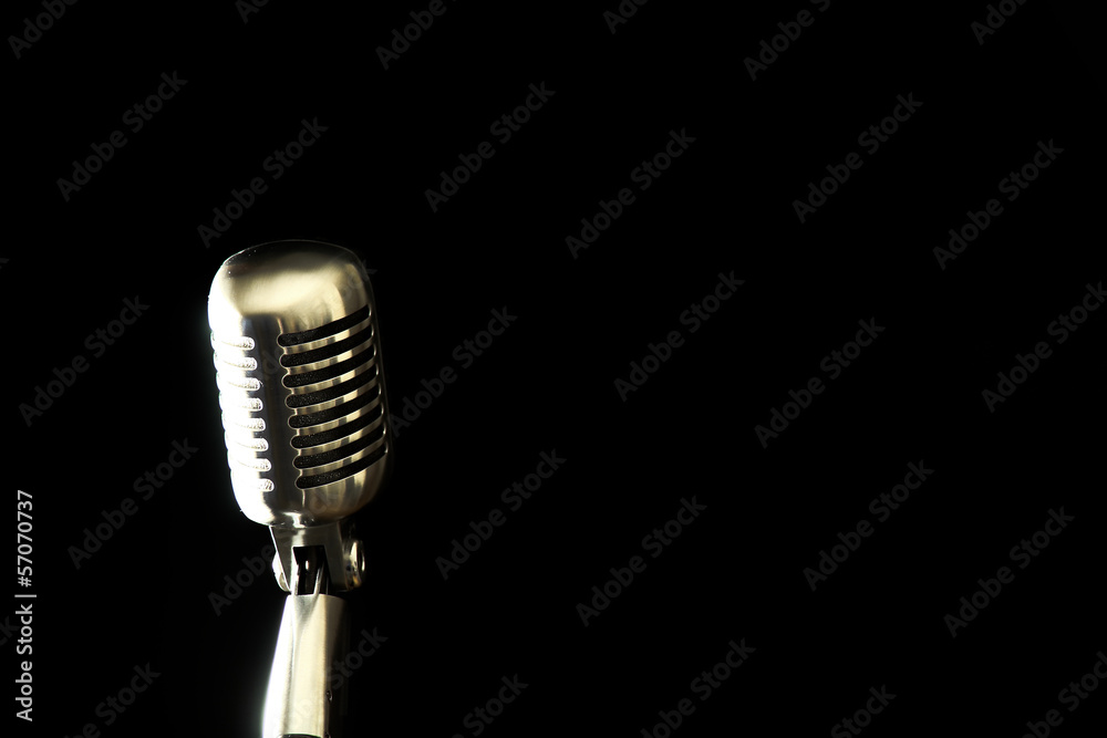 Fototapeta premium Retro Microphone on Black