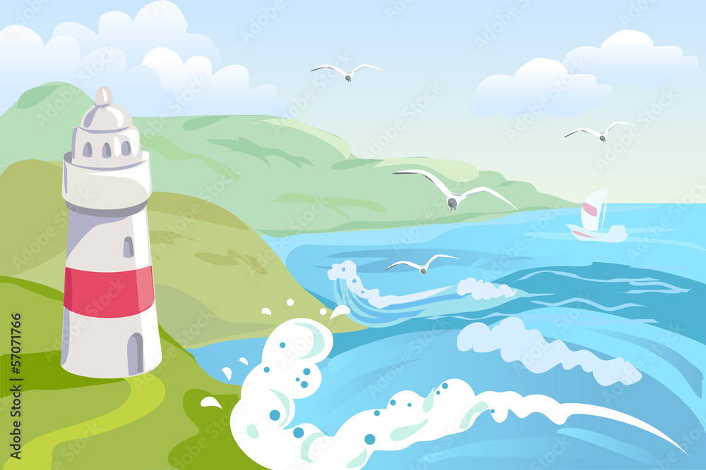 seascape with a lighthouse seascape with a lighthouse