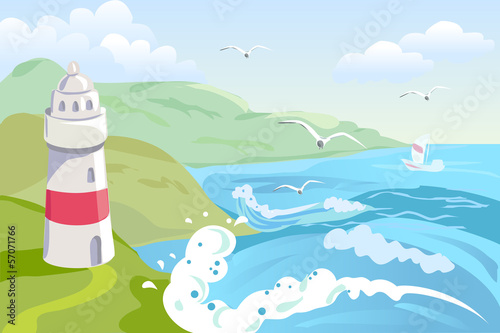 seascape with a lighthouse