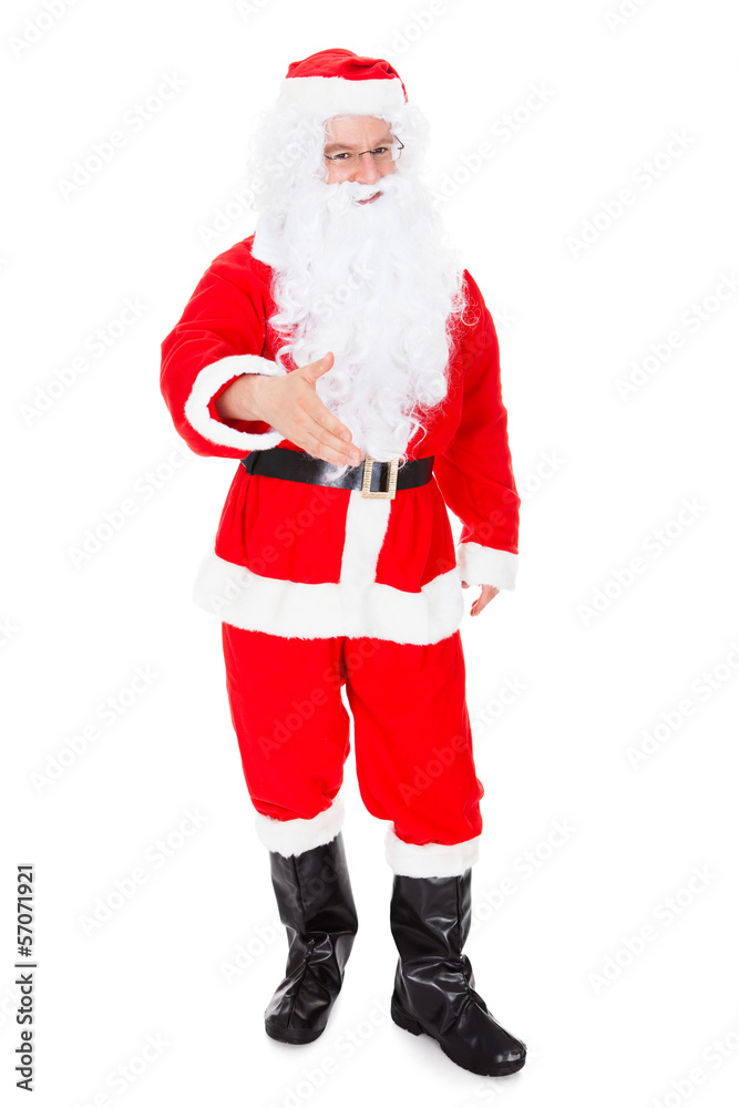 Portrait of santa offering hand shake Portrait of santa offering hand shake