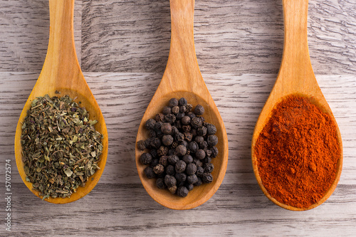 Gewürze auf Löffel oben