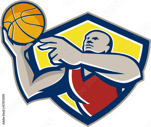 Basketball Player Laying Up Ball Retro