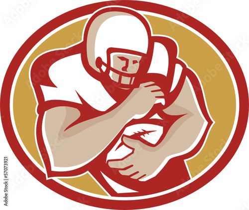 American Football Running Back Oval Retro