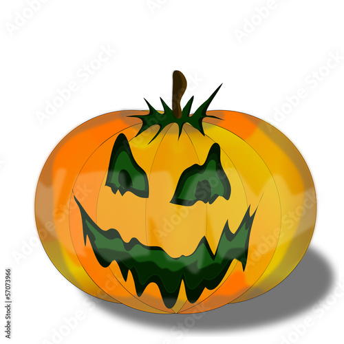 Orange pumpkin for Halloween on the white background