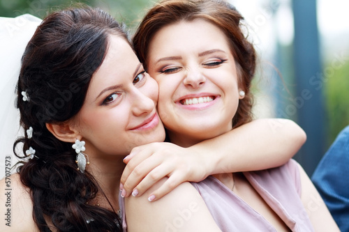 bride and bridesmaid
