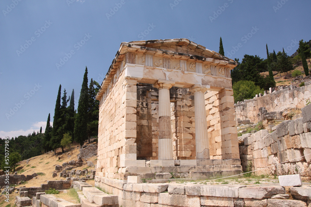 Grèce - Delphe, le temple - obrazy, fototapety, plakaty 