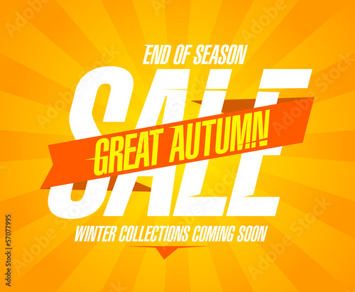 Great autumn sale design in retro style. photo