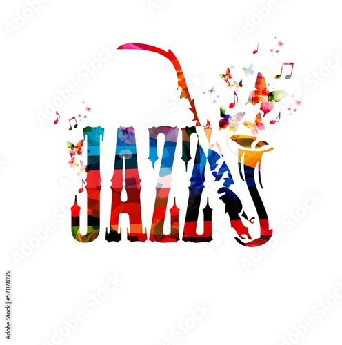 Colorful jazz vector background with saxophone