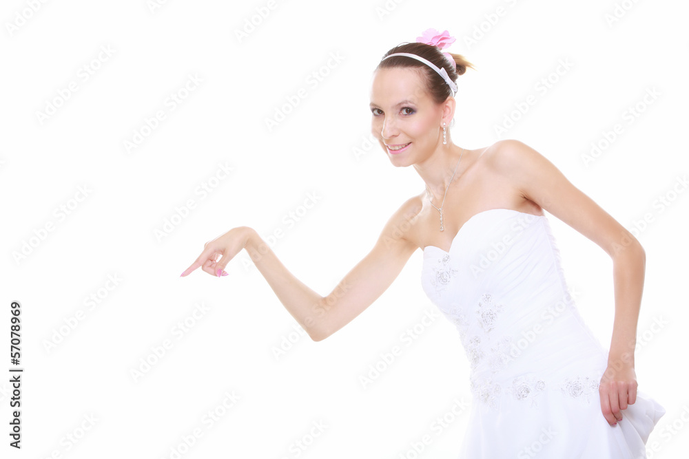 woman in wedding dress choosing picking up isolated woman in wedding dress choosing picking up isolated