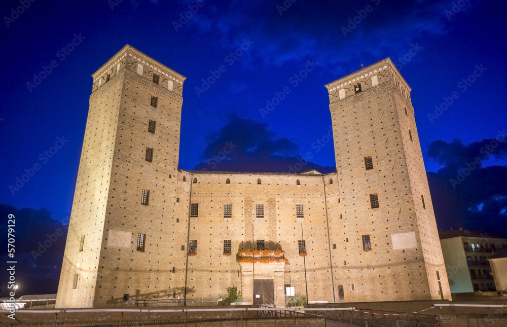 The castle of Fossano by night