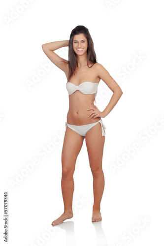 Attractive brunette girl with bikini