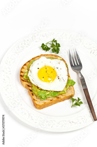 Healthy Breakfast. Egg and Avocado Toast