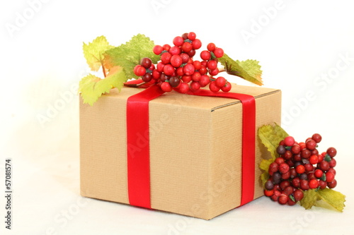 プレゼント　小包　赤い実