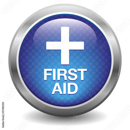 Blue first aid button