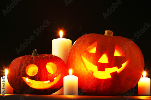 Halloween pumpkins and candles