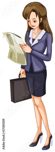 A woman reading a newspaper