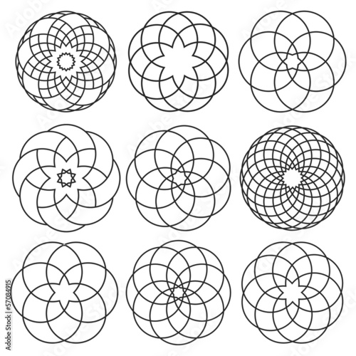 Vector set of round elements for arabic design