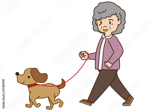 犬の散歩（シニア女性）