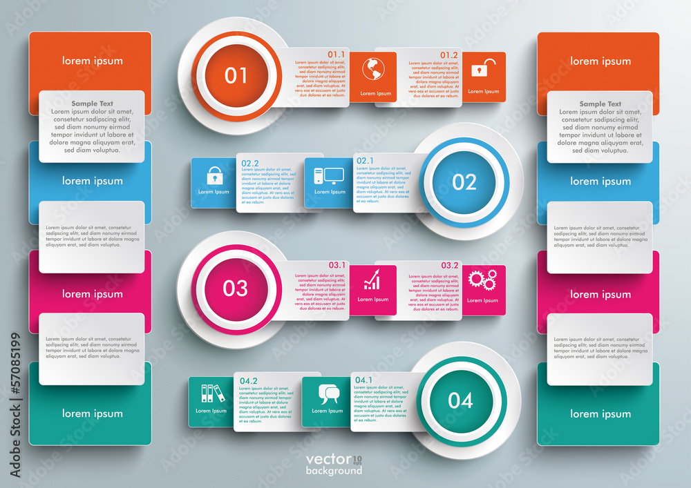 Four Colored Banners Batched Rectangles Big Infographic