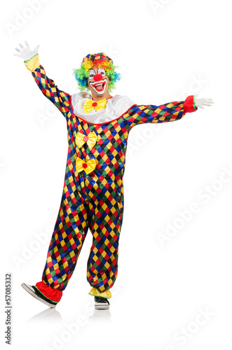 Stampa su Tela Funny clown isolated on white
