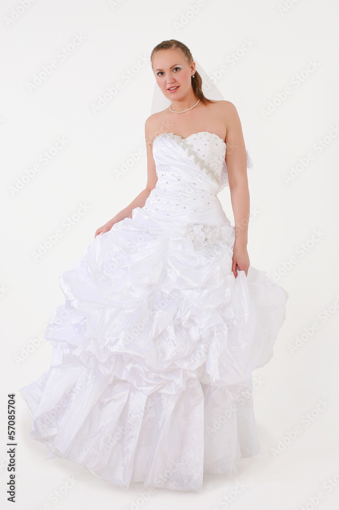 bride on white background