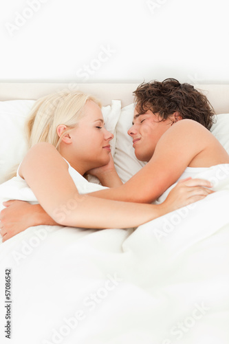 Close up of a couple sleeping