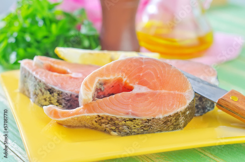 raw salmon on plate