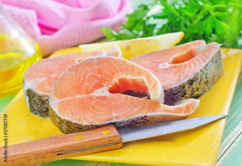 raw salmon on plate