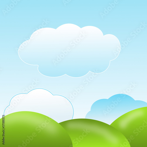 nature with green lawns and blue sky