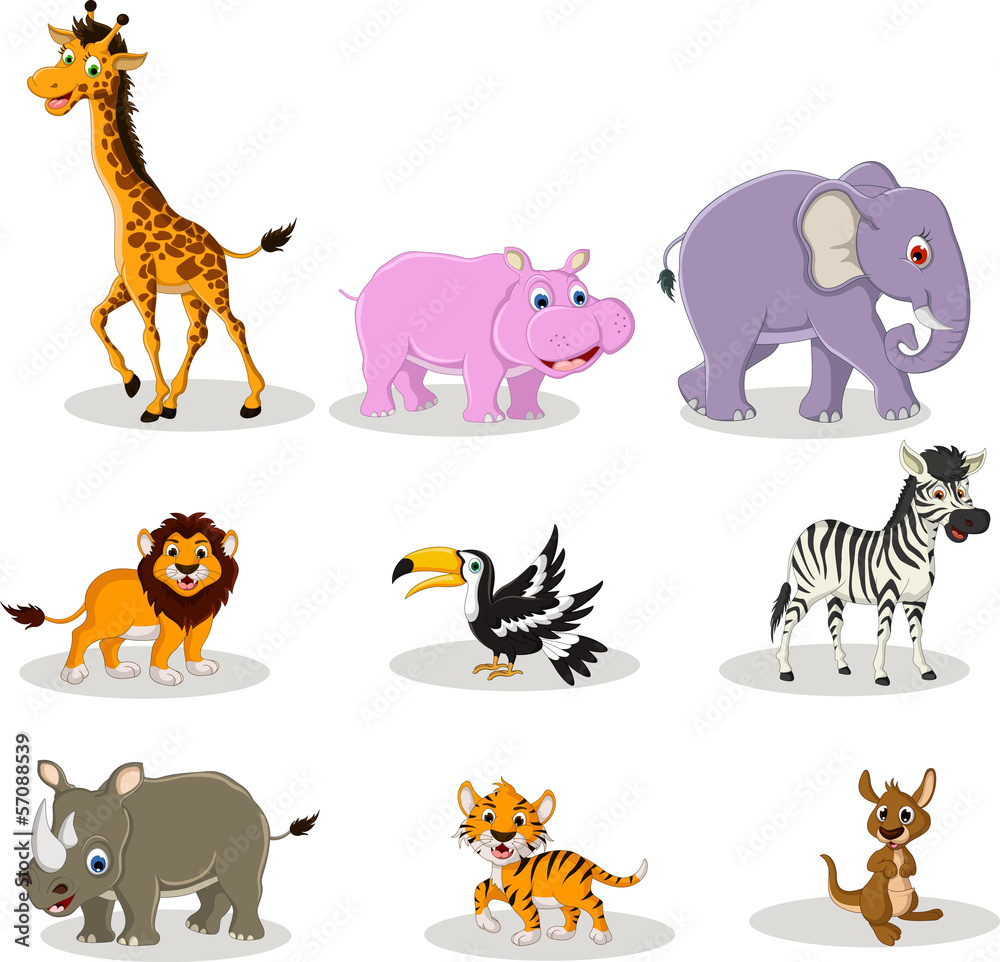 Fototapeta premium vector illustration of cute animal wildlife cartoon collection