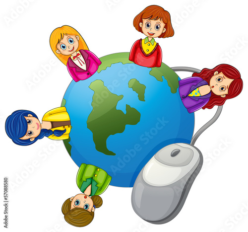 Ladies around the globe with a computer mouse