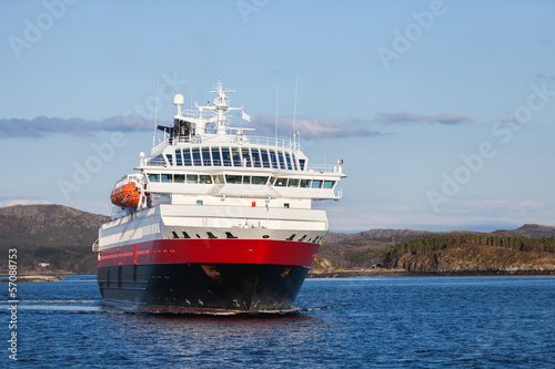 Big Norwegian passenger cruise ship at the sea