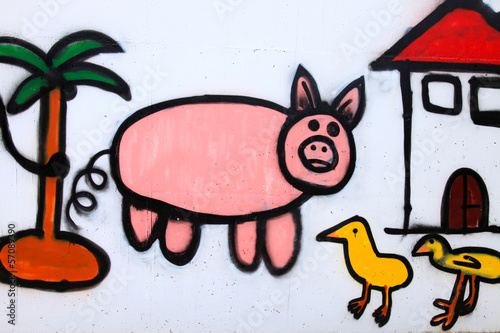 animales de granja cerdo graffiti 6007f