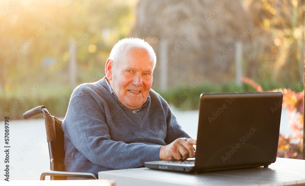 Old man with laptop Old man with laptop