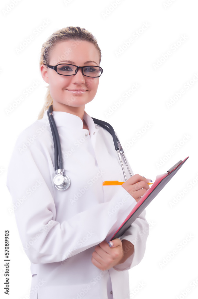 Female doctor isolated on white Female doctor isolated on white